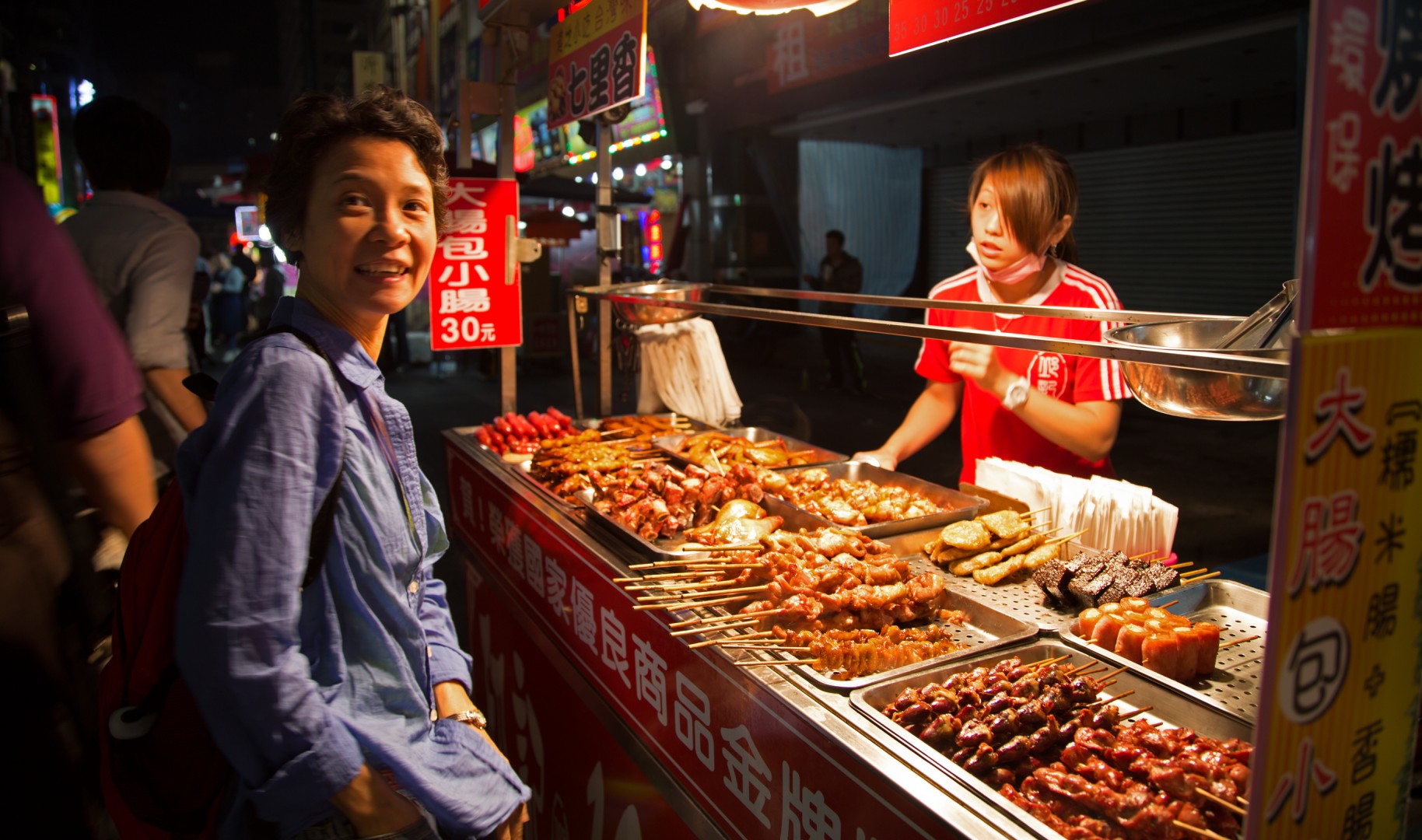 Taiwan - Kaohsiung - Xinxing - Liuhe Night Market - Do You Want a Barbecue Skewer?